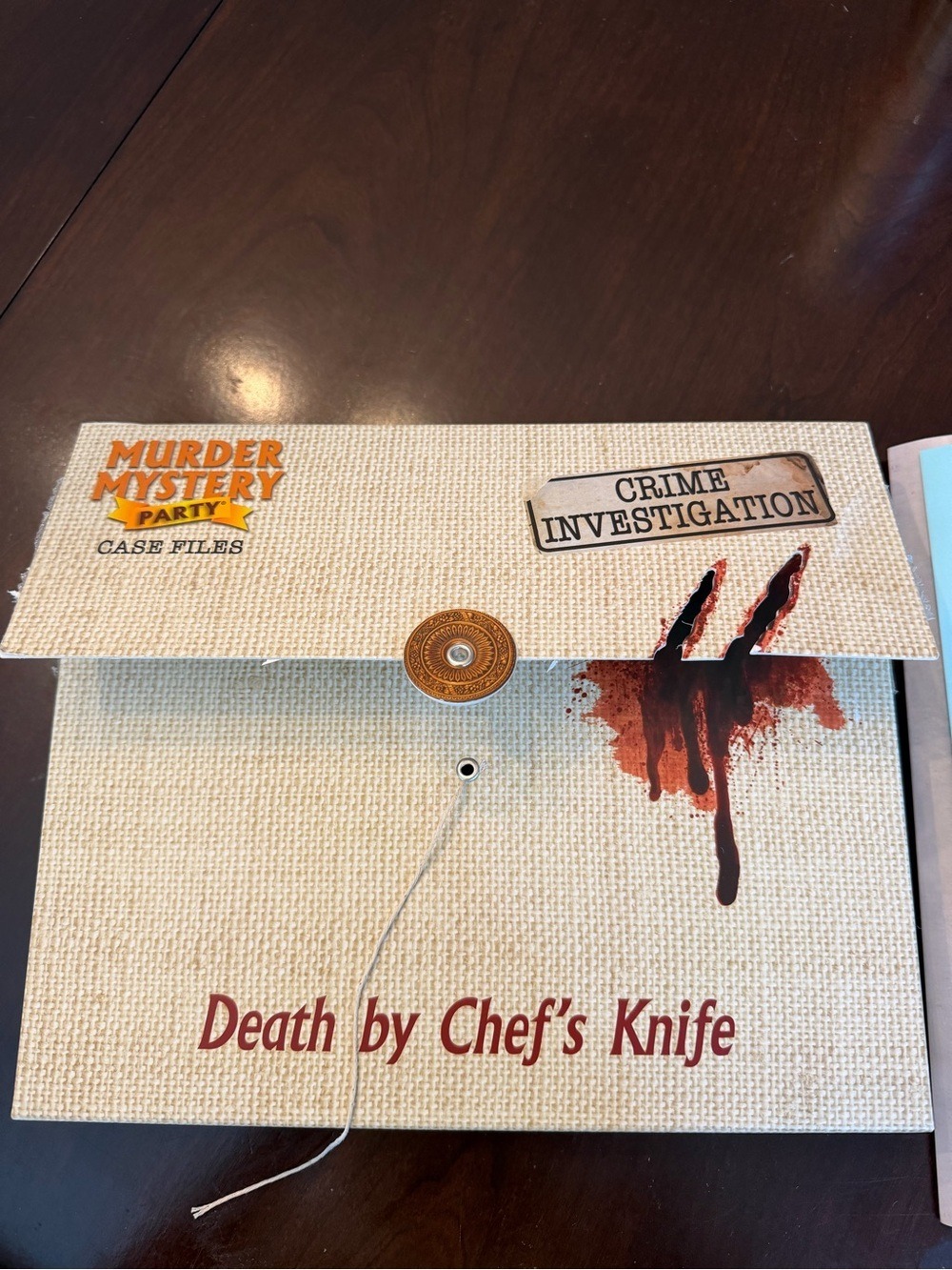 Murder Mystery Party Case File - Death by Chef's Knife.   Everything included.